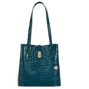 NWT Brahmin Melbourne Collection Fiora Bucket Bag - Juniper Leather